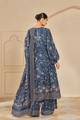 Niral Printed Silk Anarkali Set - Blue, Blue, image 2